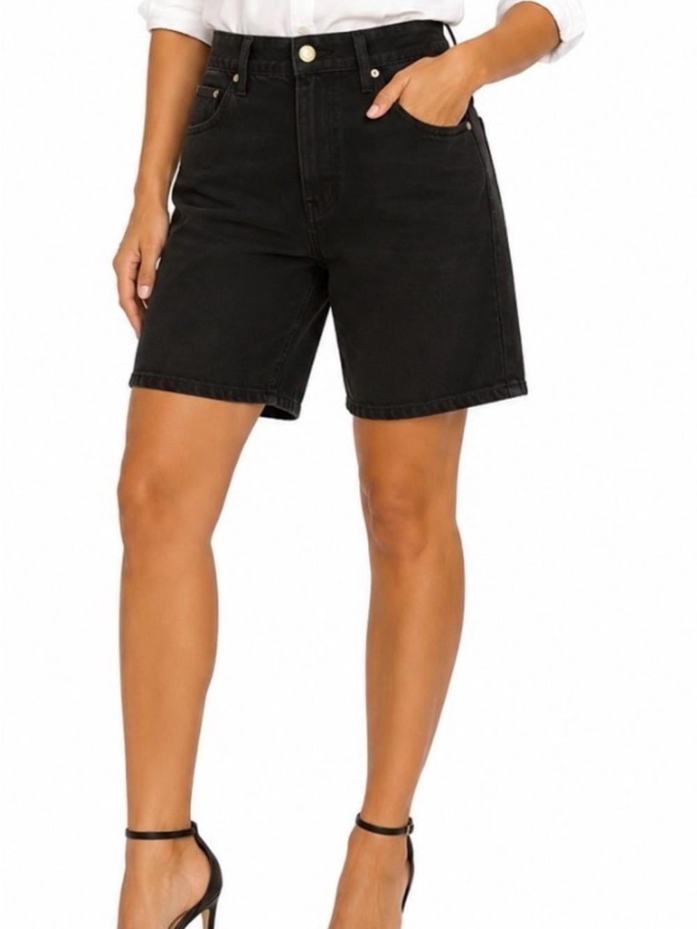 RtA Shorts Jean Bermuda Black Women's Long Thick High Quality Luxury Denim